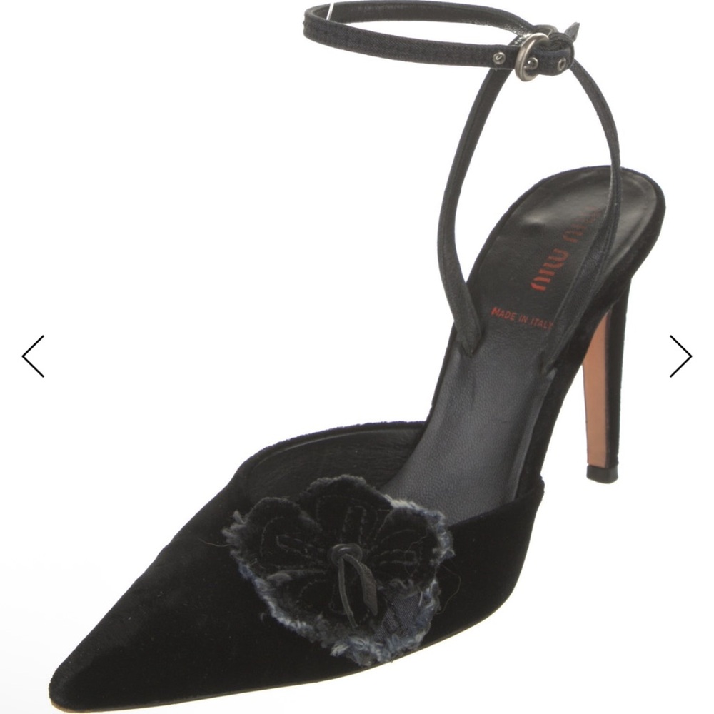 Miu Miu Velvet Raw-Edge Trim Slingback Pumps